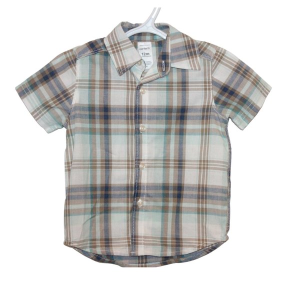 3/$20 🏷 Carters Plaid Button Up Shirt Size 12m - Picture 1 of 2